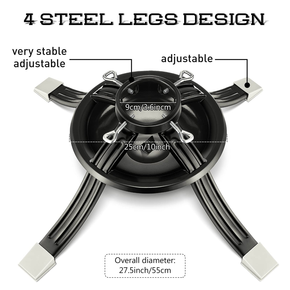 Roowest Christmas Tree Stand for Live Tree, Real Christmas Tree Base Dark Green Metal Holiday Xmas Tree Stands Fits for 2-3.5 Inches Trunk, 0.8 Gallon Water Capacity Roowest