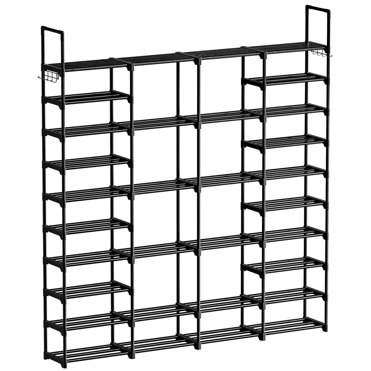 WOWLIVE 4 Row 10 Tiers Extra Large Shoe Rack 72-80 Pairs Big Tall Metal Shoe Shelf, Heavy Duty Organizer for Closet Entryway, Boot Rack Storage Stackable Stand for Garage Black WOWLIVE