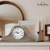 Mantel Clock Battery Operated - Grey Ash Wooden Farmhouse Mantle Clock for Living Room Decor Above Fireplace, Office, Shelf & Home Décor Gift 15x7.5 - Silent Wood Mantel Clock for Living Room Table Lovely Home Essentials