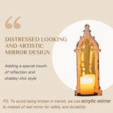 Walasis Rustic Mirror Wall Candle Sconces Set of 2 - Distressed Candle Holder Wood Decor for Farmhouse Bathroom Living Room Mirrored Sconce Walasis