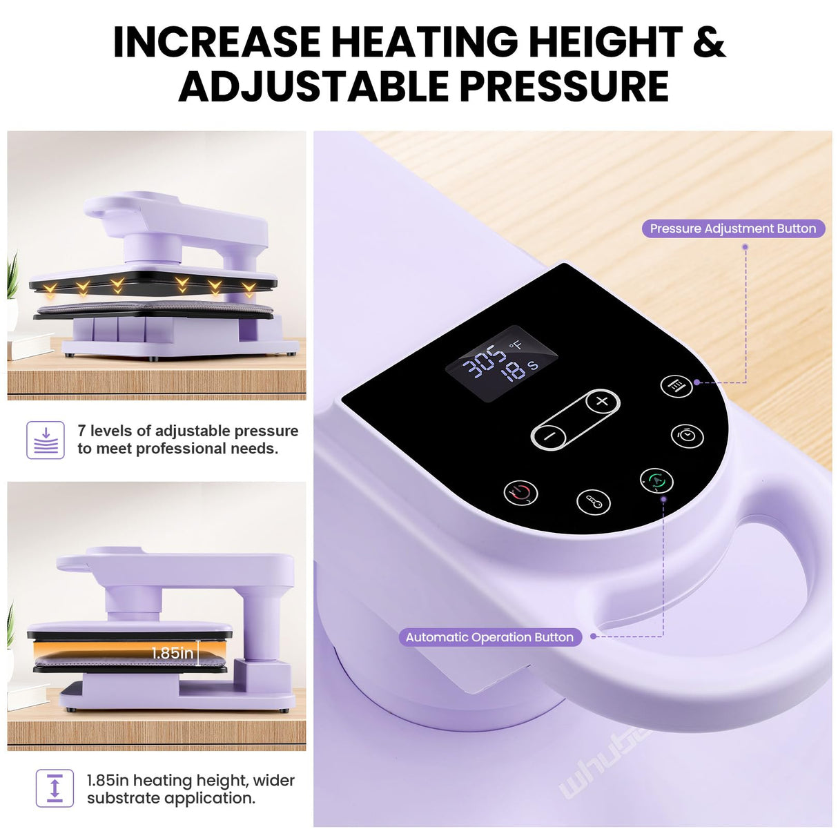 Whubefy Swivel Auto Heat Press Machine 15x15, 360° Swing Away Smart T-Shirt Printing W/Auto Release & Auto-Off, Adjustable Pressure & Higher Heating Height for HTV, Sublimation, Heat Transfer Projects Whubefy