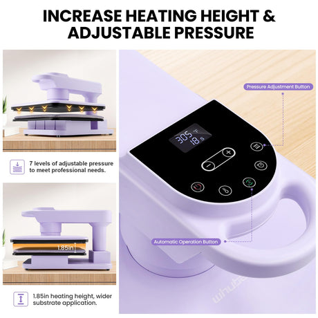 Whubefy Swivel Auto Heat Press Machine 15x15, 360° Swing Away Smart T-Shirt Printing W/Auto Release & Auto-Off, Adjustable Pressure & Higher Heating Height for HTV, Sublimation, Heat Transfer Projects Whubefy