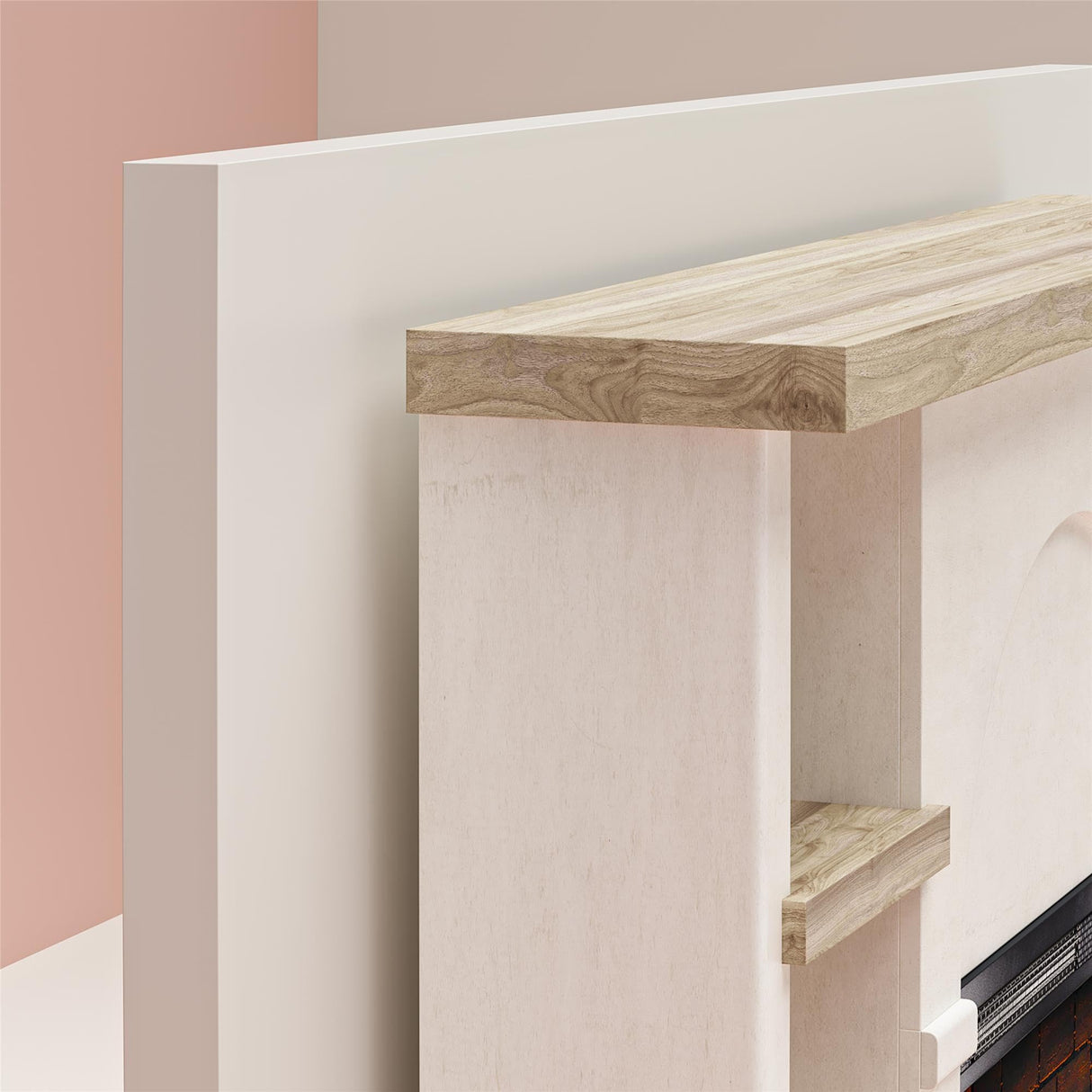 Mr. Kate Winston 56 Inch Electric Fireplace with Mantel, Replaceable Fireplace Insert Heater, Shelves, Remote Control, Timer, Realistic Log and Flame Effect, for Living Room or Bedroom, Plaster Mr. Kate