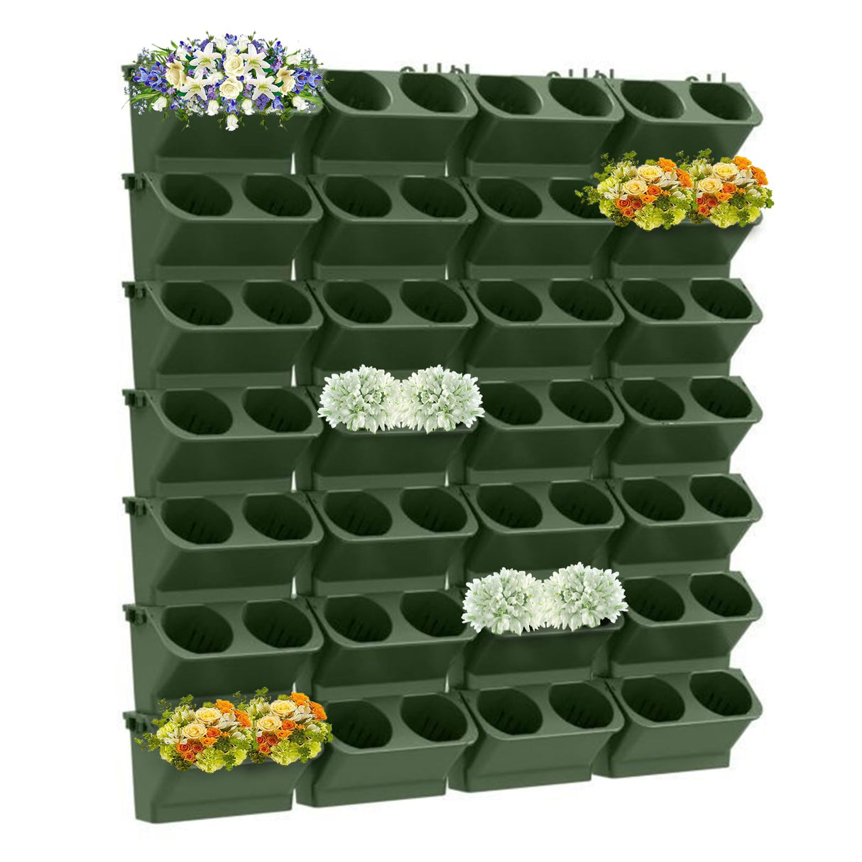 ERYRON Vertical Wall Planter Stackable Wall Planter Indoor Outdoor with 60 Pockets, Garden Self Watering Wall-Mounted Planter Plant Flower Pot Holder for Herbs Vegetables Fruits ERYRON