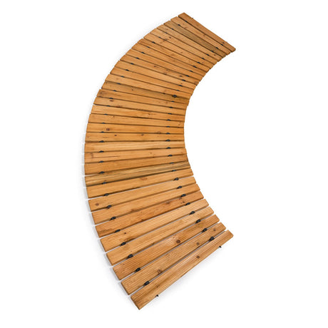Plow & Hearth 6 Feet x 18 Inches Curved Outdoor Wooden Garden Pathway | Natural Waterproof Weatherproof Hardwood Cedar Rollout Walkway | Landscape for Outside Cypress Home