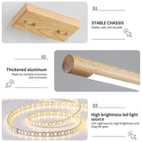 Mikeru Wooden Linear Pendant Light,Modern Chandelier Hanging Light with Remote Dimming 3000k-6000k, Ash Wood LED Pendant for Dining Room, Kitchen Island (47in, Round) Mikeru