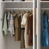 AIEGLE Wardrobe Armoire Closet with 4 Door, Large Freestanding Armoire Wardrobe Cabinet with Shelves & 3 Hanging Rods, Bedroom Wood Clothes Storage Cabinet Organizer, White 63" W AIEGLE