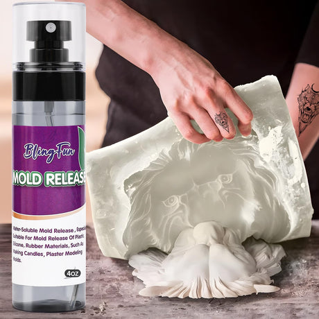 BlingFun Mold Release Spray for Candle Making & Epoxy - Uniform Coverage Fast Drying Non-Stick, Professional Grade Silicone Based Release Agent, Easy to Clean Extends Mold Life Blingfun