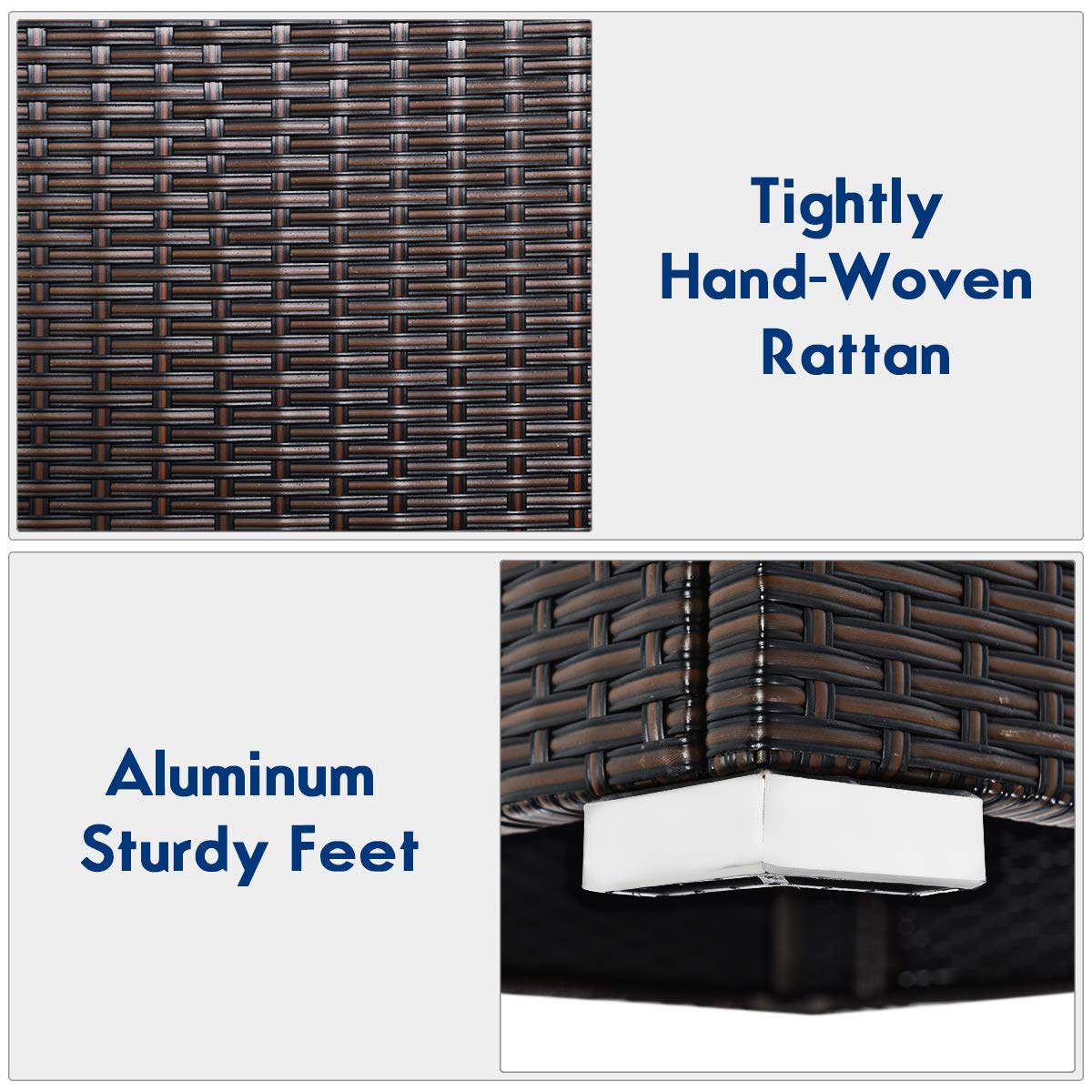 Tangkula 2 PCS Outdoor Wicker Armless Sofa, Patio Rattan Sectional Sofa Set w/2 Thick Seat Cushions and 2 Back Cushions, Additional Seats for Balcony Garden Patio Poolside (Navy Blue) Tangkula