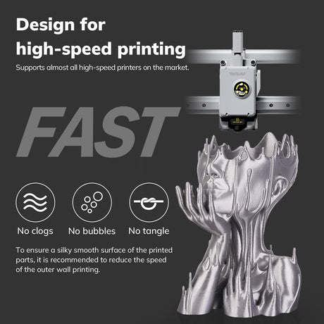 AMOLEN Silk PLA Filament Mercury Silver, 3D Printer Filament 1.75mm for 3D Printing 1kg(2.2lbs) Spool Compatible with Most FDM Printer AMOLEN