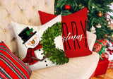 Red Christmas Pillow Covers 18x18 Set of 4 Farmhouse Christmas Decorations Snowman Wreath Santa Claus Tree Merry Christmas Holly Jolly Winter Holiday Decor Throw Cushion Case for Home Couch S22C17 4TH Emotion