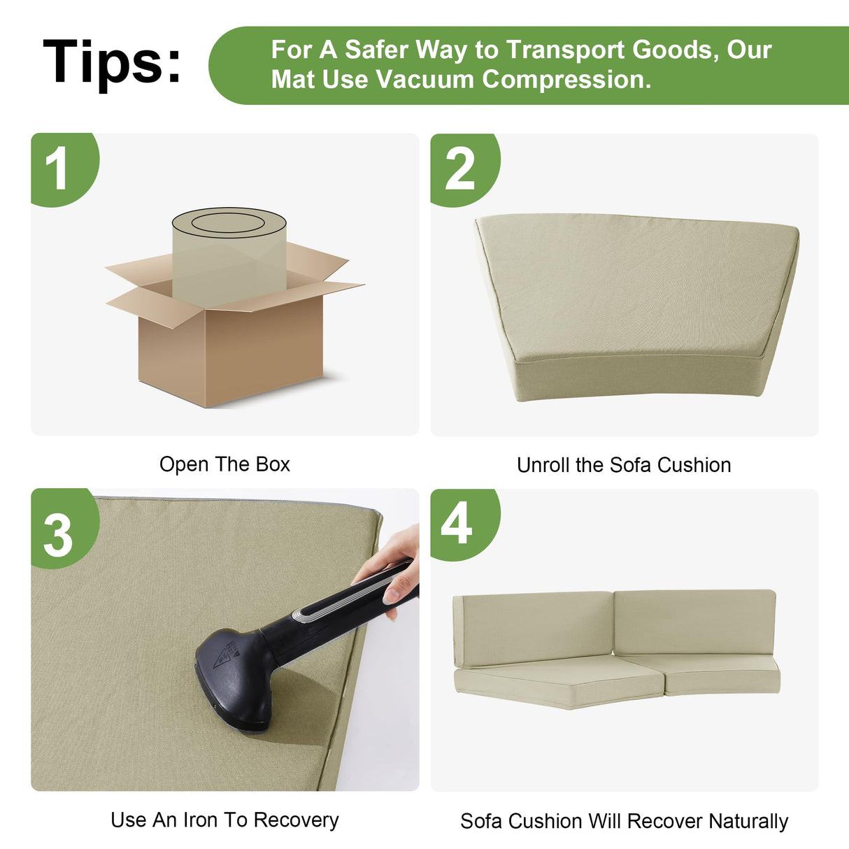 MABOZOO 2-Piece Outdoor Curved Cushions for Half-Moon Patio Furniture, Premium Comfort Half-Moon Patio Cushion for Wicker Sectional Sofa (Beige) MABOZOO