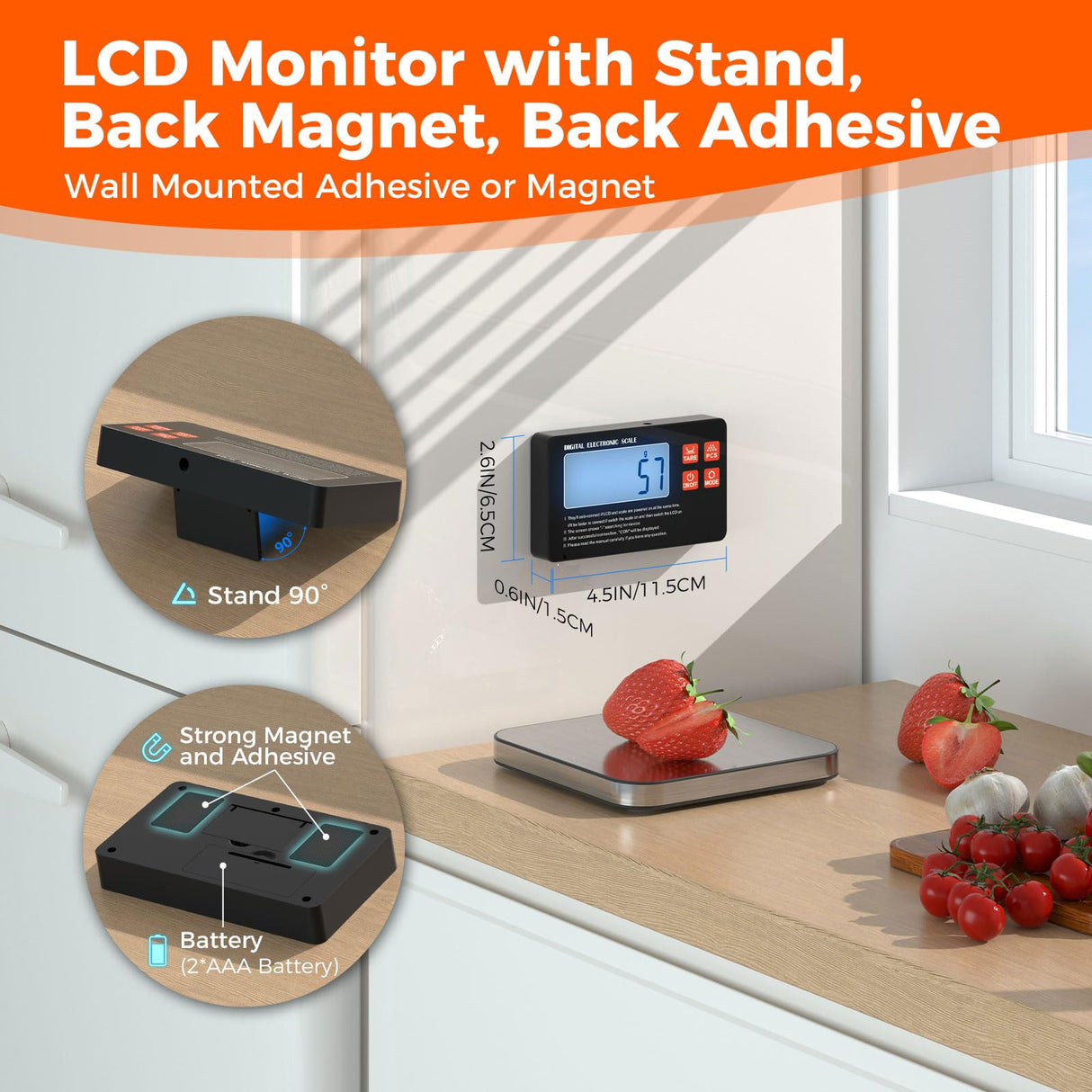 Food Scale with Split Wireless LCD Display, 33lb Digital Kitchen Scale with 7 Units Tare Function, 0.1oz High Accurate Smart Cooking Scale for Baking/Cooking/Meal Prep/Milk/Dieting TRUDIN