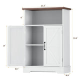 Smuxee Freestanding Cabinet Organizer, Farmhouse Style with Barn Door and Adjustable Shelf, White, for Bathroom, Kitchen, Living Room Smuxee