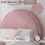 REVOMINCA Twin Size Bed Frame, Pink Twin Bed Frame, Boucle Upholstered Platform Bed Frame with Headboard, Soft Arch Shaped Round Headboard, No Box Spring Required, Easy Assembly, Pink REVOMINCA