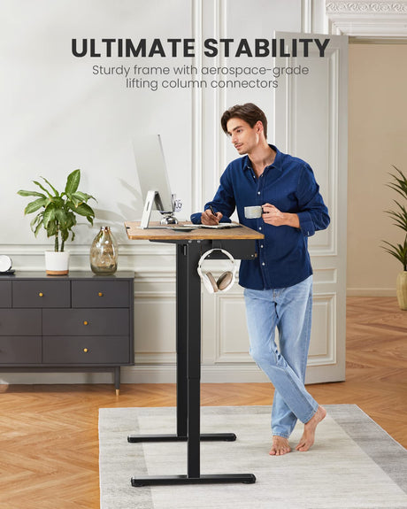 ErGear Electric Standing Desk with Full Size Keyboard Tray, Adjustable Height Sit Stand Up Desk, Home Office Desk Computer Workstation, 48x24 Inches, Vintage Brown ErGear