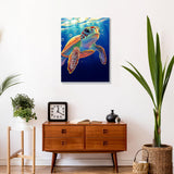 DOMROM Framed Paint by Numbers Kit for Adults Beginners with Wooden Easel, DIY Sea Turtle Paint by Number Kit on Canvas, DIY Oil Painting Kits for Home Wall Decor Gift 12x16inch DOMROM