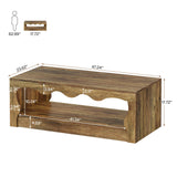 Tribesigns Rectangle Coffee Table, 47-Inch Farmhouse Coffee Tables for Living Room, 2-Tier Wooden Rectangular Accent Center Low Cocktail Tea Table with Open Storage Shelf, Rustic Brown Tribesigns