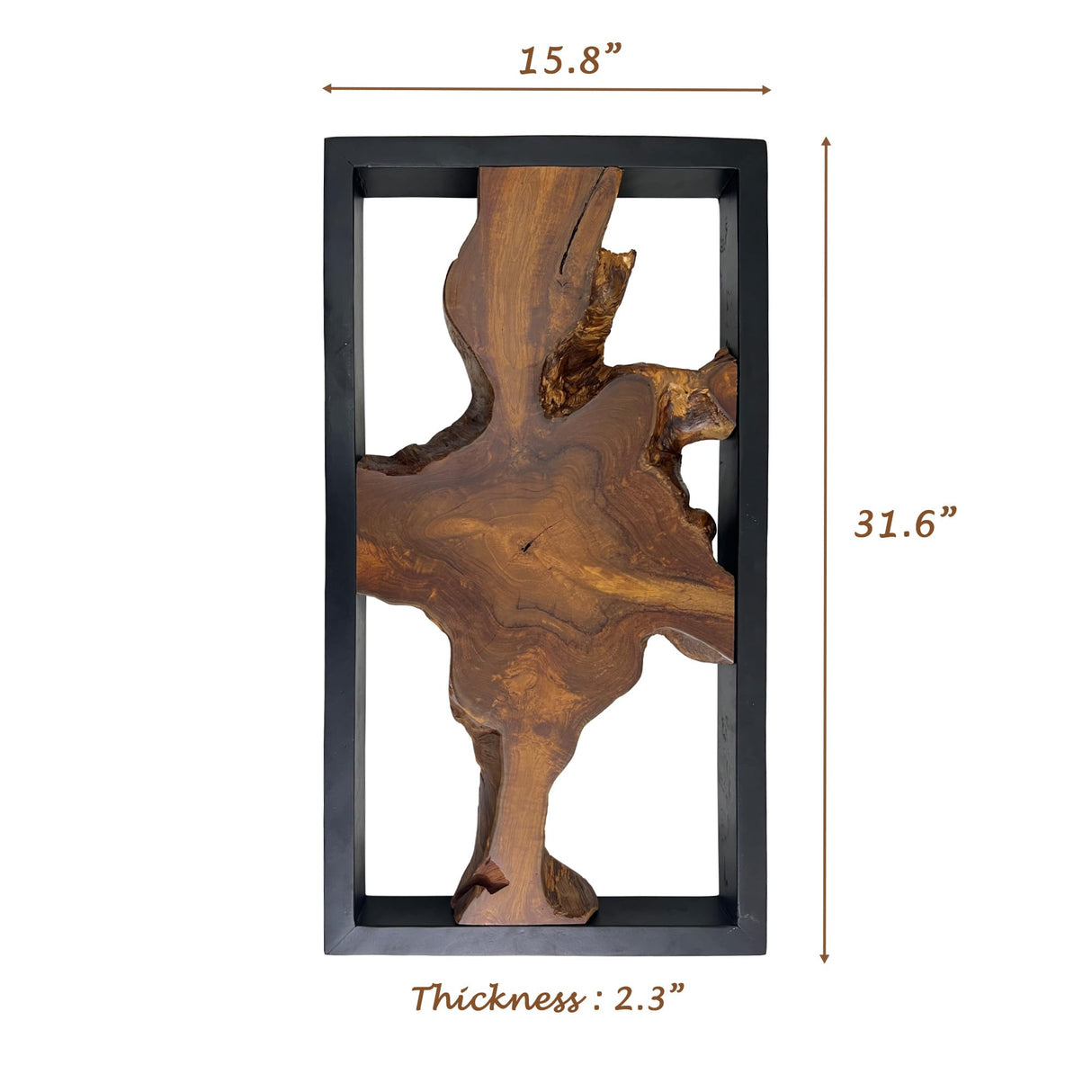Warmaxx Teak Wood Rectangle Wall Art Decoration 31.6" x 15.8" Farmhouse Live Edge Wall Art Rustic Décor for Home Living Room Bedroom Office Handcrafted Wooden Flower Design Warmaxx