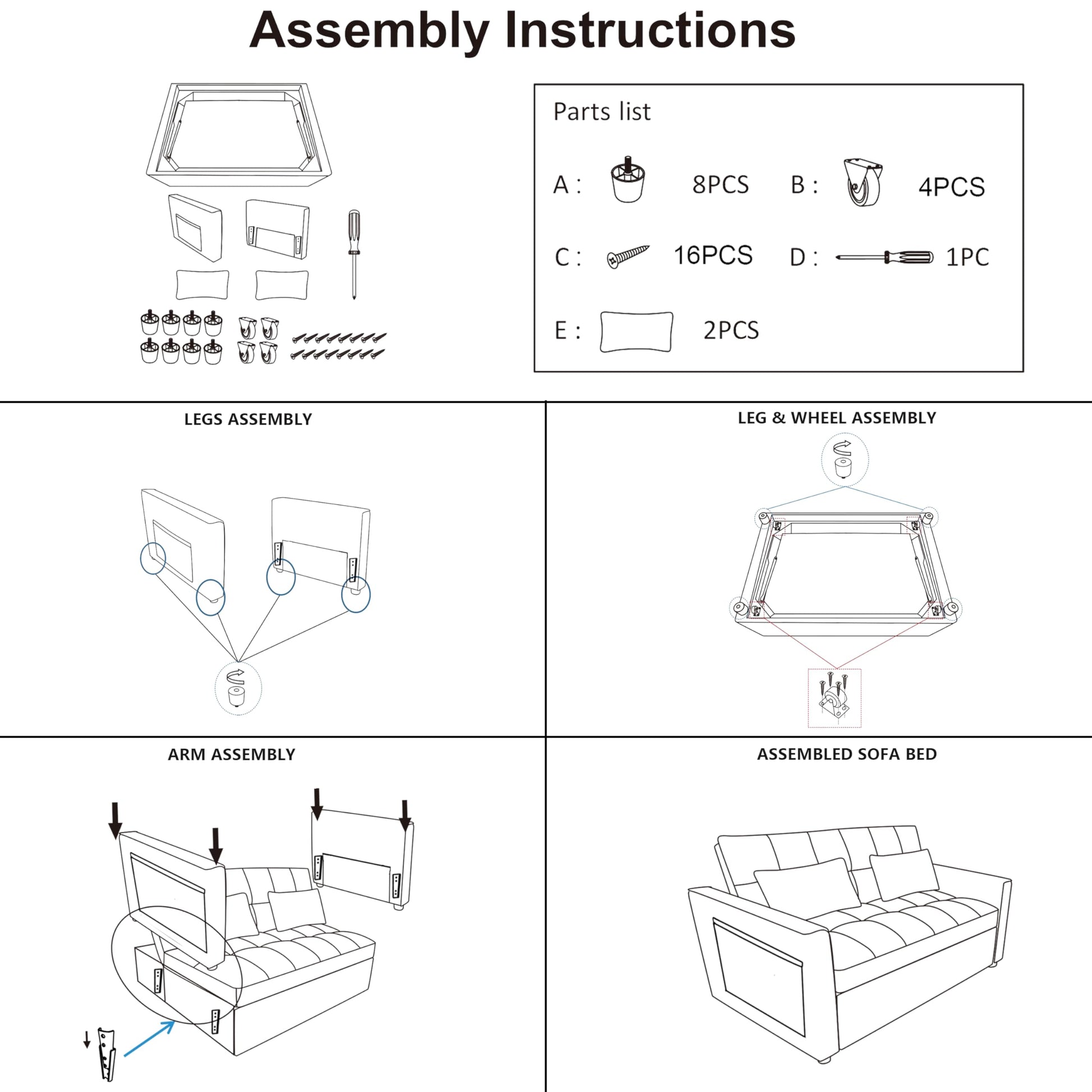 Gexpusm 3 in 1 Convertible Sleeper Sofa Bed, Modern Velvet Futon Couch Pullout Bed, Love Seat Lounge Sofa w/Reclining Backrest, Pockets, Grey - WoodArtSupply