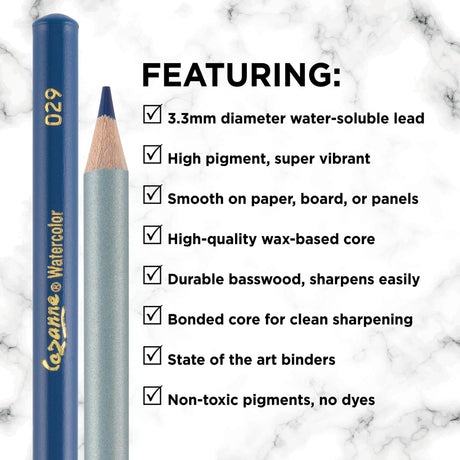 Cezanne Watercolor Pencil Set of 24 - Professional Artist Quality Soft Core Leads for Watercolour Painting, Coloring, Drawing, Layering, Blending, Shading, Use Wet or Dry Cezanne