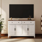 Gizoon Farmhouse Kitchen Sideboard Buffet Cabinet with Storage, Wood Coffee Bar and Storage Sideboard with Drawers and Doors for Kitchen, Dining Room, 15.7" D x 55.1" W x 35.3" H, White/Rustic Brown Gizoon