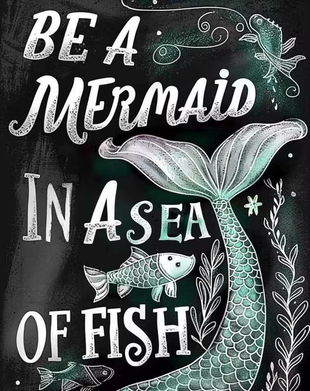 MaiYiYi Fish Diamond Painting by Numbers, 5D Full Round Drill Mermaid Diamond Painting Kit, Crystal Diamonds Dots Arts Crafts Kit for Adults Beginners Home Wall Art Decor (40X30 CM) MaiYiYi