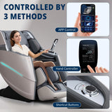 HealthRelife 4D Massage Chair Full Body Zero Gravity Recliner - 55“ SL-Track,20 Auto Modes,11 Massage Technique,40 Airbags Massage,with Yoga Stretch,APP Control,Negative Oxygen lons（Grey） HealthRelife