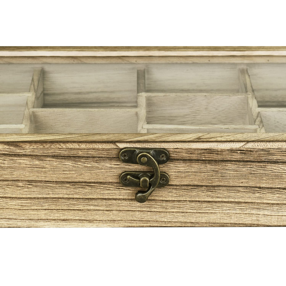 Ikee Design Wooden Collection Display Case with Hinged and Clear Tempered Glass Top, Wall Mounted 10 Slots Wood Display Storage Box for Mini Figures, Collections, Essential Oils, Oak Color Ikee Design