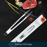 KITCHENDAO Tongs for Cooking with Silicone Tips 12 Inch, One-handed for Convenience, Soft-touch Handle, Silicone Tipped Stainless Steel Kitchen Food Grill BBQ Tongs for Non-stick Cookware Air Fryer KITCHENDAO