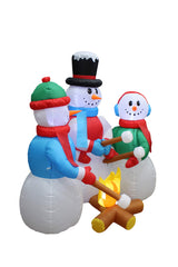 5 Foot Tall Huge Christmas Inflatable Snowmen Snowman Campfire Camping Roasting Marshmallows LED Lights Outdoor Indoor Holiday Decorations Blow up Lawn Inflatables Home Family Decor Yard Decoration BZB Goods