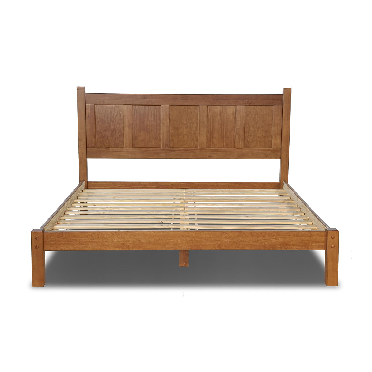 Grain Wood Furniture Shaker Solid Wood Panel Platform Bed, King Size, Walnut Grain Wood Furniture