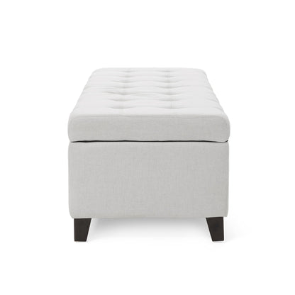 Christopher Knight Home Mission Fabric Storage Ottoman, Light Grey - WoodArtSupply