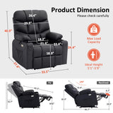 MCombo Power Lift Recliner Chair with Extended Footrest for Elderly People, Faux Leather 7287 (Black, Medium) MCombo