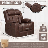 LAFWELL Retro Rocking Recliner Chair, Massage Rocker Recliner Chair with Vibration Massage and Heat, USB and Type-C Ports,360° Swivel Chairs,Living Room, Bedroom, Nursery, RV, Brown LAFWELL