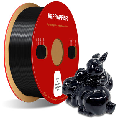 Reprapper Black PVB Filament for 3D Printer - Print Like PLA Filament 1.75mm Easy Smoothable Post Polishing with IPA Alcohol Smooth Finish 1kg (2.2 lbs), Black