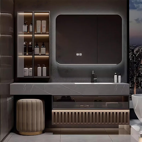 ZGNBSD Floating Bathroom Vanity - Bathroom Vanity with Sink & Makeup Space | Solid Wood Bathroom Vanity (60") ZGNBSD