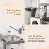 HOOBRO Large Hidden Litter Box, Cat Tree with 30.7'' Long Litter Box Enclosure, Modern Cat Tower, Cat Condos with Scratching Posts, Rubbing Post, Hammock and Teaser Sticks, Greige BG28MZ03G1 HOOBRO