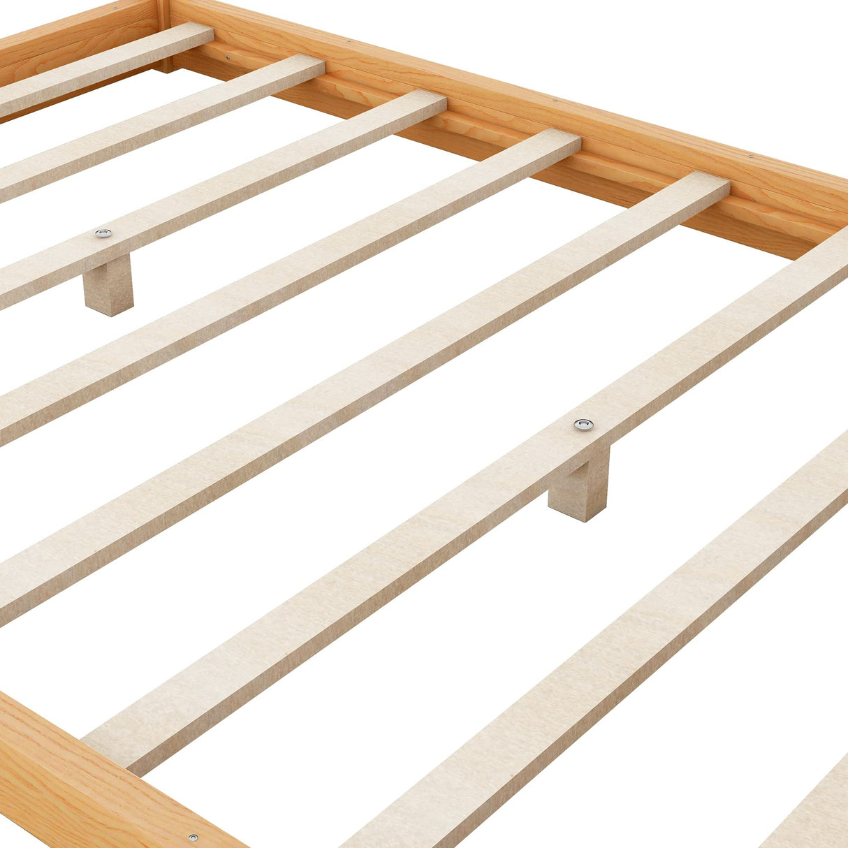 NCKMYB Wooden Canopy Platform Bed, Full Size Floor Bed Frame for Kids Boys Girls, No Spring Box Required (Natural) NCKMYB