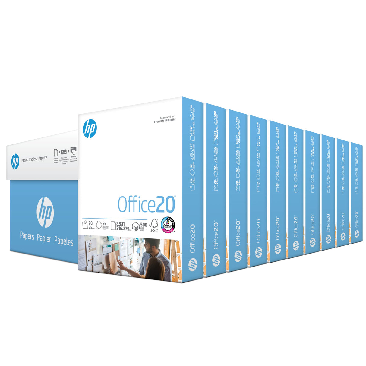 HP Printer Paper | 8.5 x 11 Paper | Office 20 lb | 10 Ream Case - 5000 Sheets | 92 Bright | Made in USA - FSC Certified | 112110C HP Papers