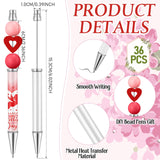 Spakon 36 Pcs Sublimation Beadable Blank Pens Metal Bead Pens DIY Heat Transfer Ballpoint Pen Black Ink Pen Personal Customization Pen Gift for Guest Wedding Students Teacher Office School Spakon