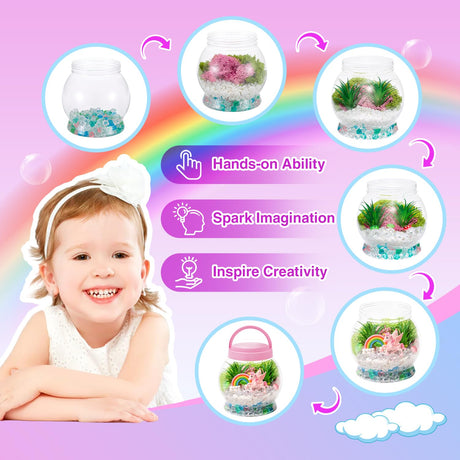 Hasviey Terrarium Kit for Kids, Light Up Unicorn Toys for Girls 6-8, DIY Kids Arts and Crafts Kit with Remote Control, Preschool Learning & Education Science Kits & Toys, Gift Ideas for Birthday Xmas Hasviey