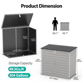 HUGROVE 49.5 Cu ft Storage Shed, 4.6 x 4.1 FT Outdoor Storage Horizontal Resin Shed, Weather Proof Water Proof PP Material, Lockable Door, Outdoor Storage Box for Trash Cans, Patio, Garden (4.6x4.1) HUGROVE