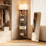Jetfans Ladder Shelf with Lamp, 4-Tier Bookshelf Bookcase, Freestanding Corner Storage Shelve for Home Office, Living Room, Kitchen, Bedroom, Industrial, Rustic Brown Jetfans