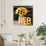 TOPMCYSG Sunflower Flowers Diamond Art Kits for Adults,Round 5D Diamond Painting Kits for Beginners,DIY Full Drill Diamond Dots Paintings Picture Floral Gem Art and Crafts Home Wall Decor 13.8x13.8 in TOPMCYSG