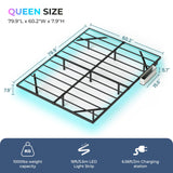 Tatub Queen Floating Bed Frame with LED Lights, Charging Station & Mattress Stabiliser Tatub