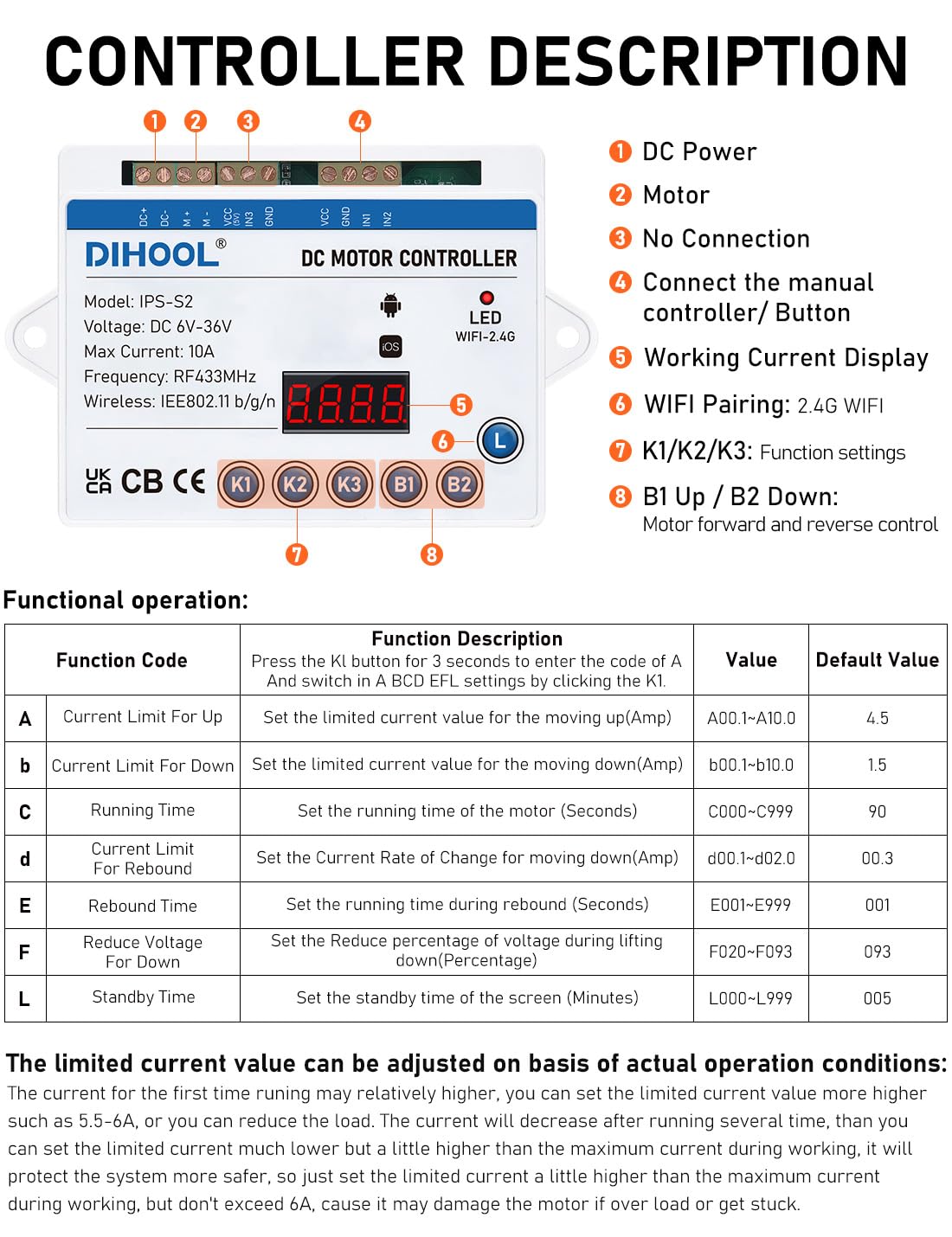DIHOOL Electric Scissor Lift Table 140LB Load, 265-1270MM Height Adjustable Lifting Platform DIHOOL