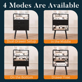 Yoobure LED Night Stand with Charger Station, Mid Century Modern Nightstand with Fabric Drawers, Bedside Table Nightstands with Storage Shelf, Bed Side Table Small Night Stands for Bedroom Living Room Yoobure