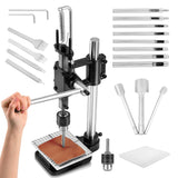 Bonvoisin Leather Hole Puncher, Leather Press Machine, Manual Press Puncher for Craft with Punch Tools Chuck, Plastic Plate and Punches Bonvoisin