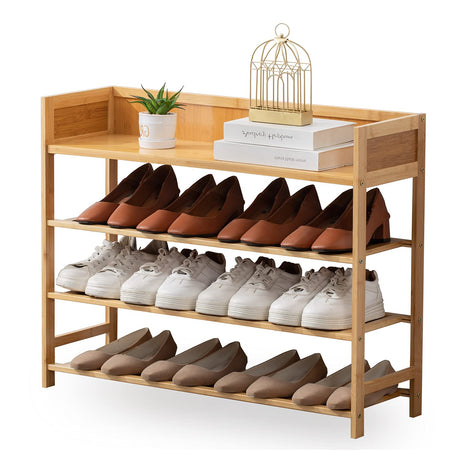 SOBIBO Bamboo Shoe Rack Organizer, 4 Tier Shoe Shelf Storage Organizer, for Entryway, Hallway, and Closet (Nature-31.5) SOBIBO